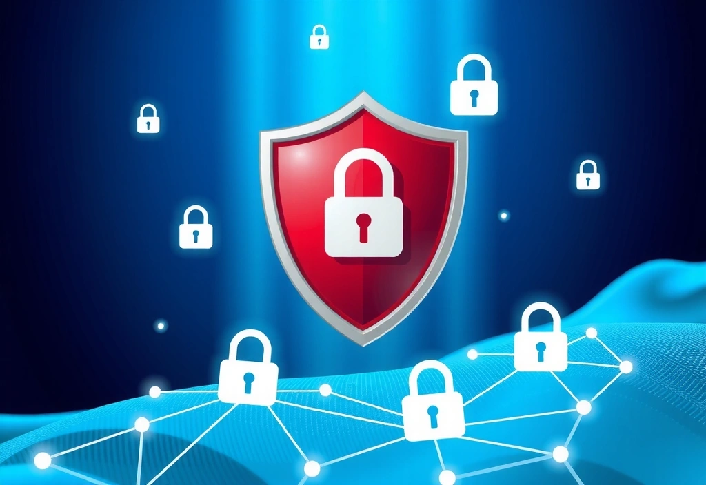 Data privacy illustration showing digital security concepts